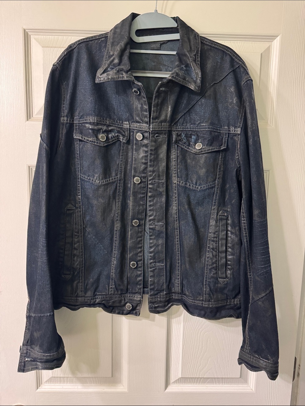 Armani Exchange Washed Black Denim Shirt Jacket